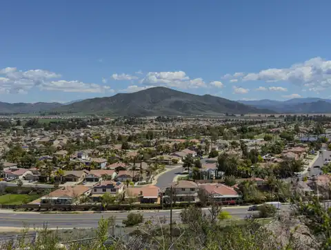 Bachelor Mountain rising above homes in French Valley, California